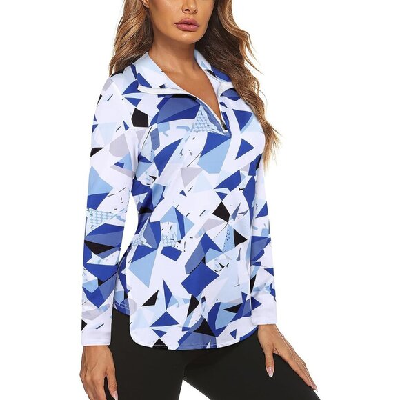 Tops - Women’s Long Sleeve Golf Tennis Polo Shirt Half Zip Breathable Workout Top